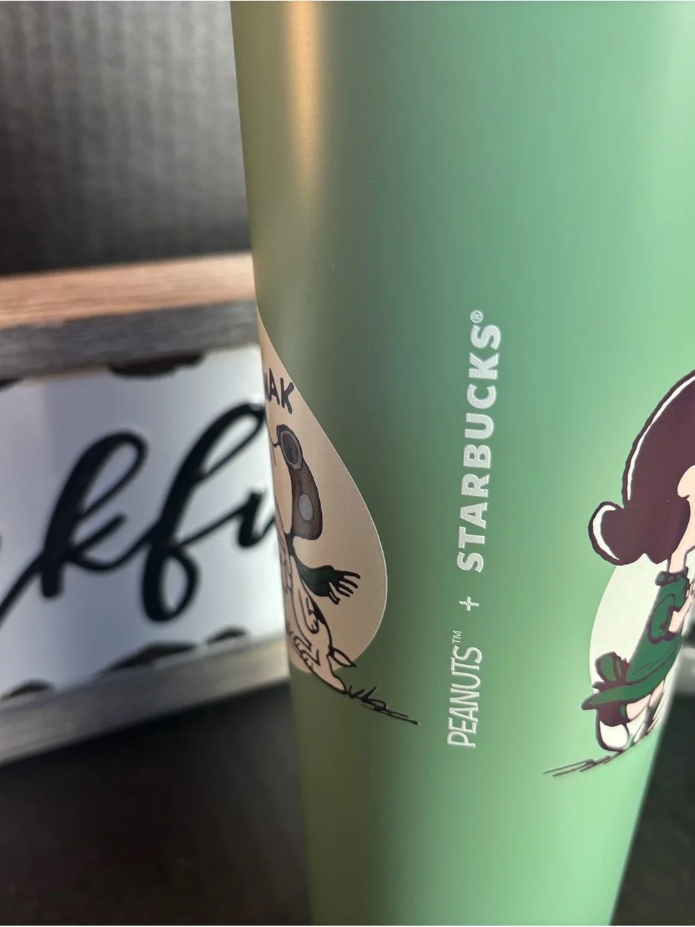 Starbucks Peanuts Green Snoopy Travel Tumbler